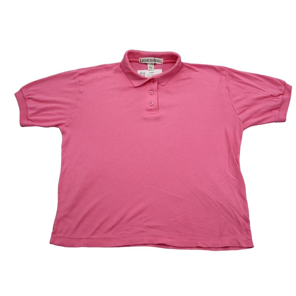 Joan Harper Shirt Womens M Pink Short Sleeve Collared Button Knit Polo